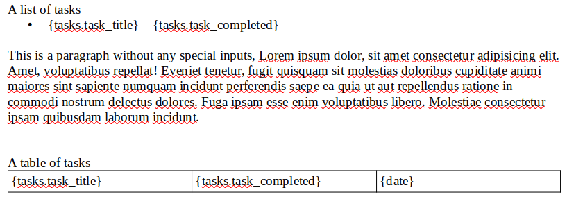 Repeating Section Example